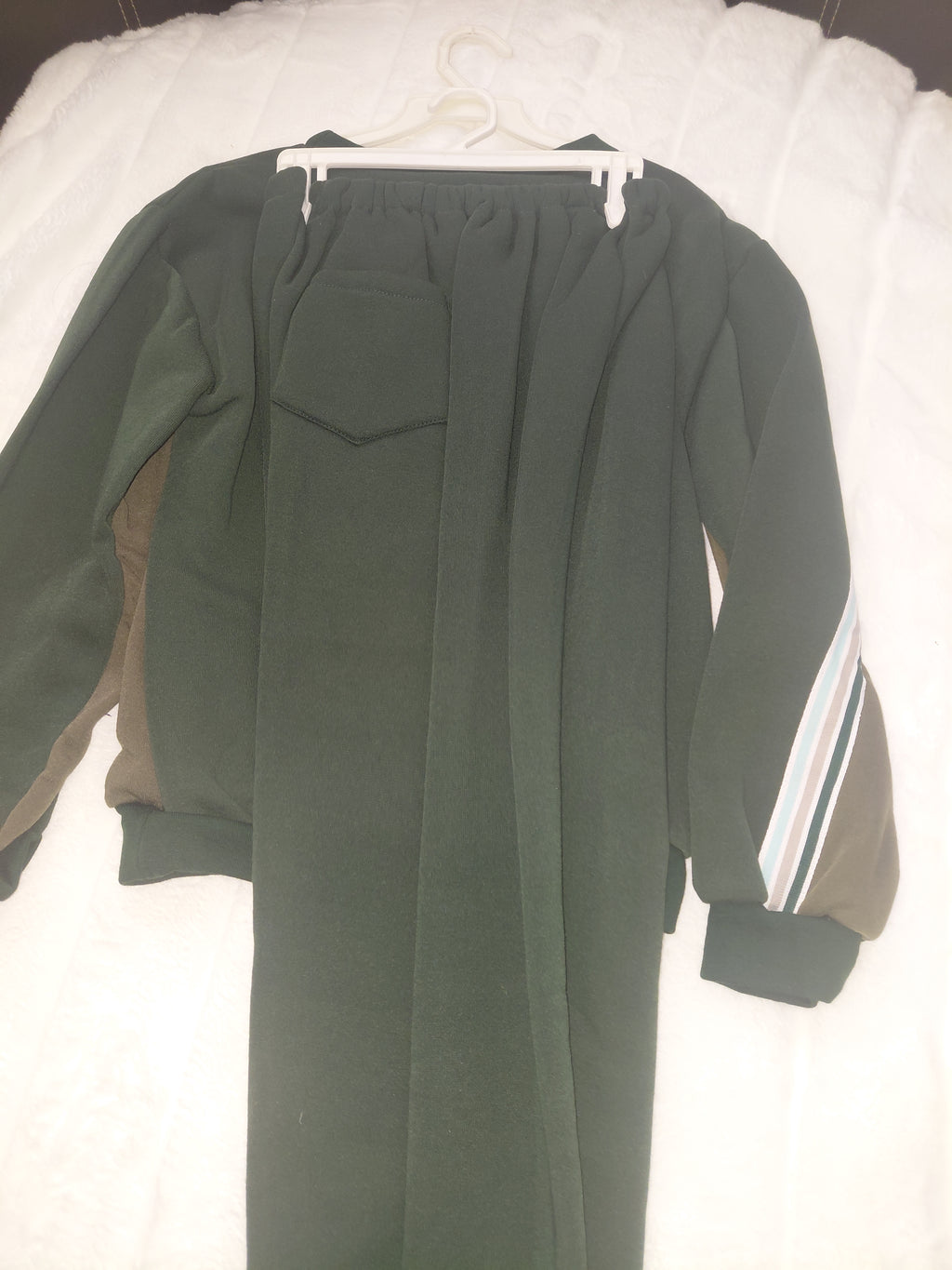 Alpha Apparel Boys YZK Warmup Suit - Dark Green, White & Brown