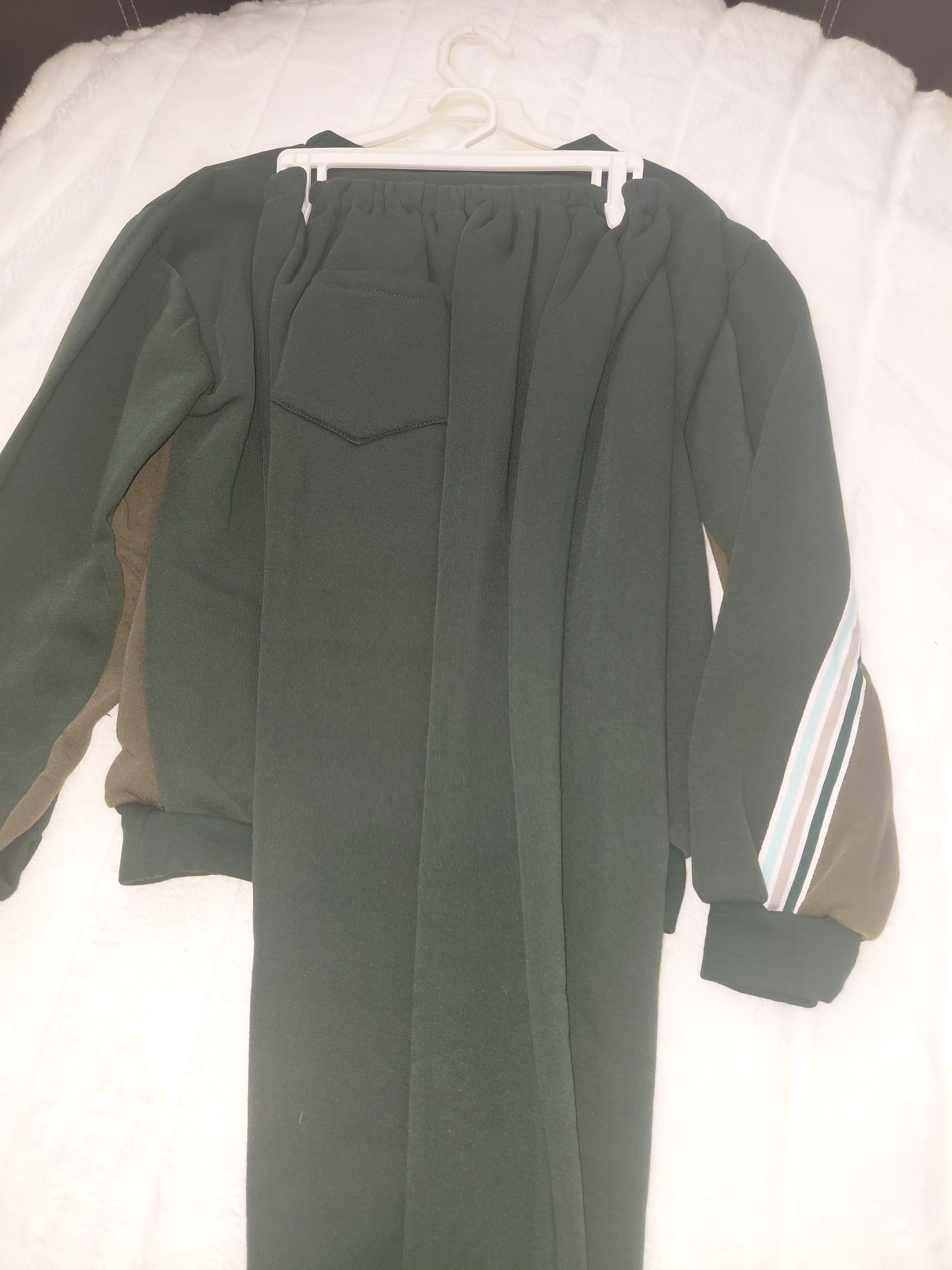 Alpha Apparel Boys YZK Warmup Suit - Dark Green, White & Brown