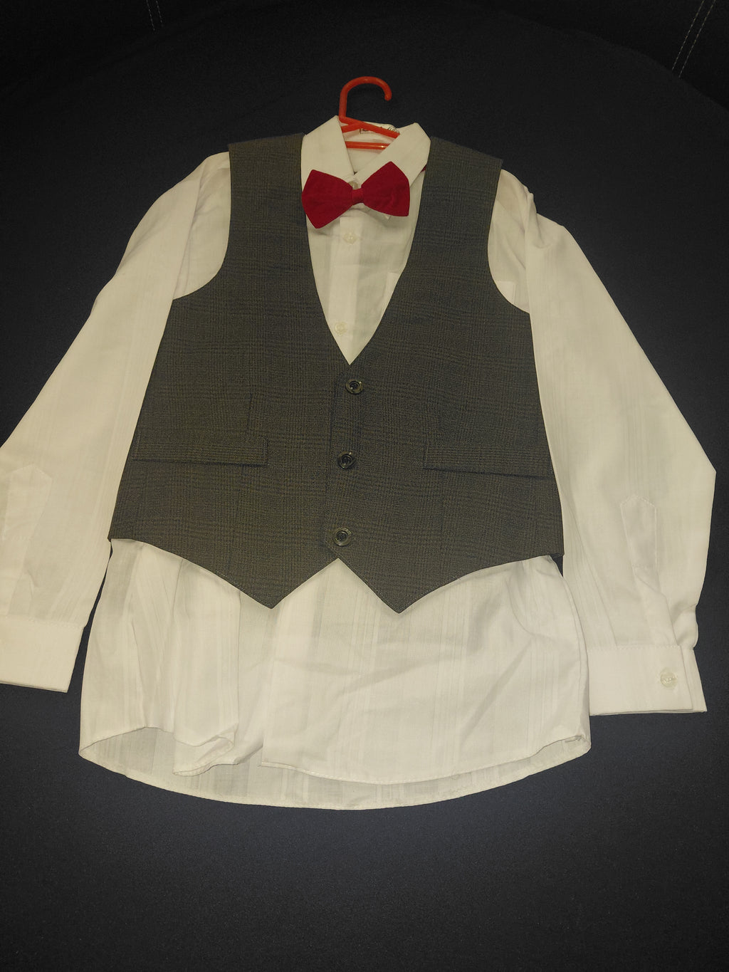 Culette Boys Dark Gray Plaid 4-Piece Suit Set-SIZE 5, 6