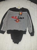 Alpha Apparel Boys Dark Blue & Gray Warmup Suit with Emblem