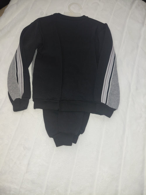 Alpha Apparel Boys Dark Blue & Gray Warmup Suit with Emblem
