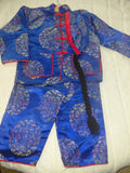 Boys Chinese Style 3-Piece Outfit with Braided Ponytail Hat