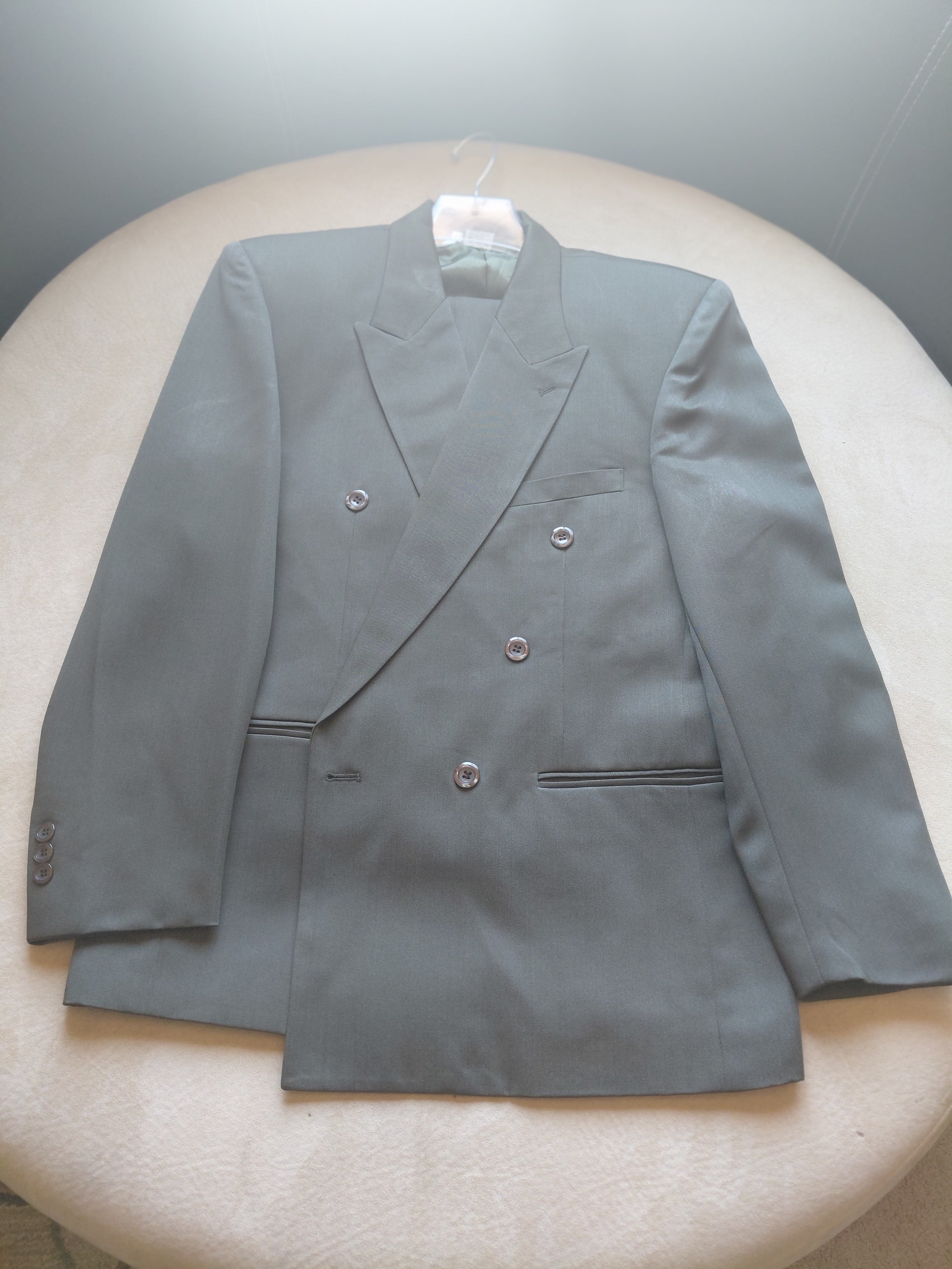 Men's Dark Green 2-Piece Suit by Wayne – Thick, Well-Made (Pants: 34x29.5)