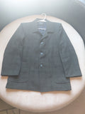Men's Gray Plaid Casual Suit Jacket with Button Front & Two Large Pockets