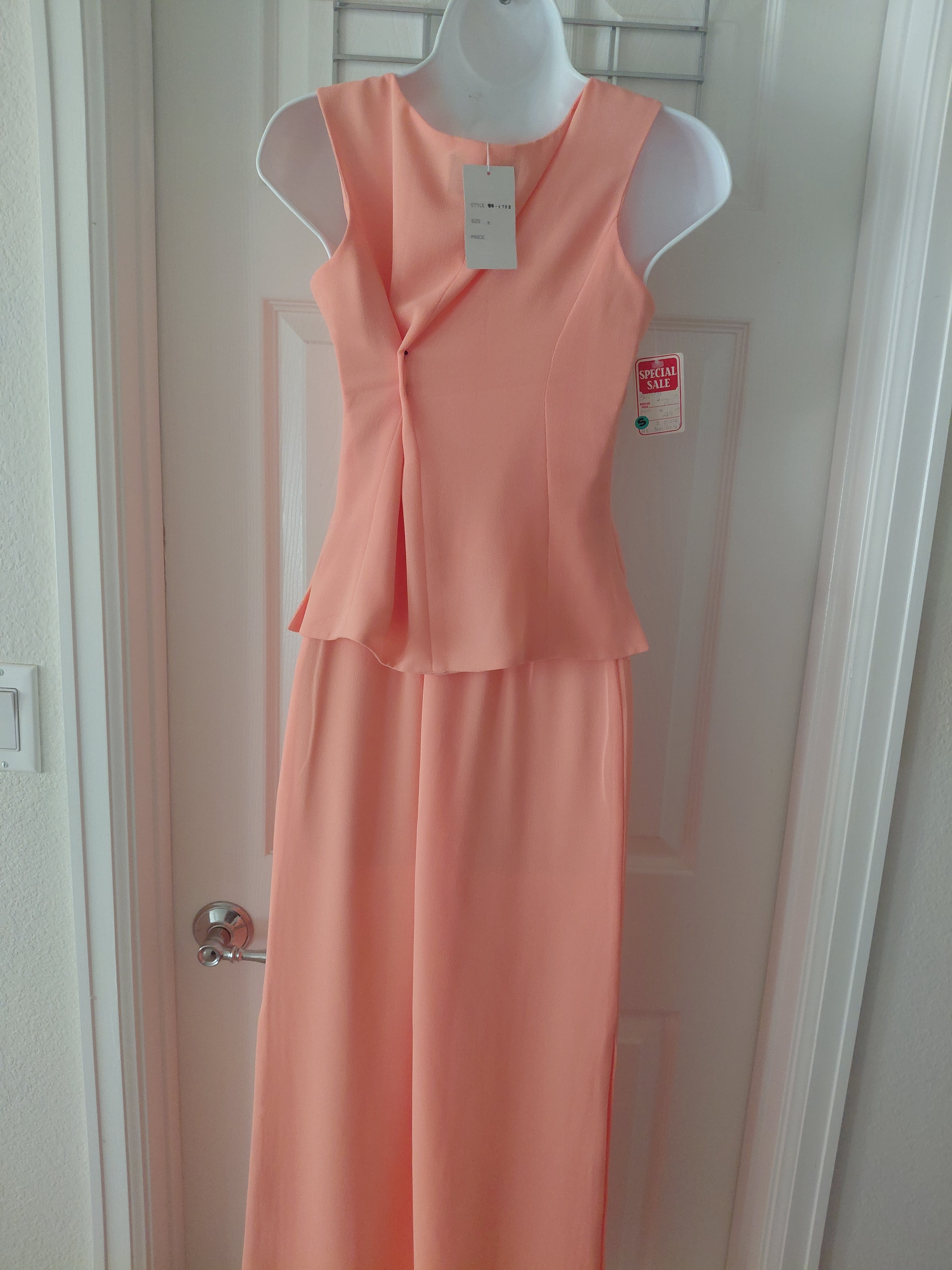 Team Wear Ladies Pink Sleeveless Top & Long Skirt Set with Embroidery Highlights