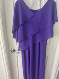 Julian Taylor Women's Purple Flowing Layered Gown with Beaded Detail