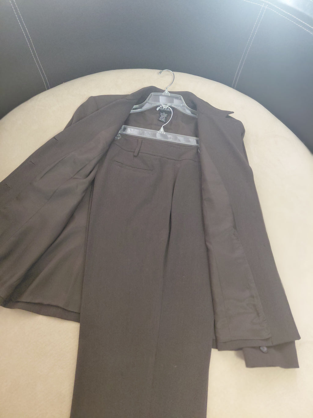 Women's Rafaella Dark Brown Corduroy-Look Jacket with Big Button Front – Size 12