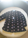 Ladies' Dark Blue Asian-Style Jacket with Multi-Color Accents, Plush Wool Lining & Toggle Buttons- M TO L
