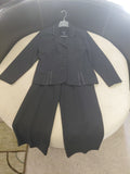 Women's Leslie Fay Pant Suit with Fancy Pleats, Silk Accents & Belt – Size 12