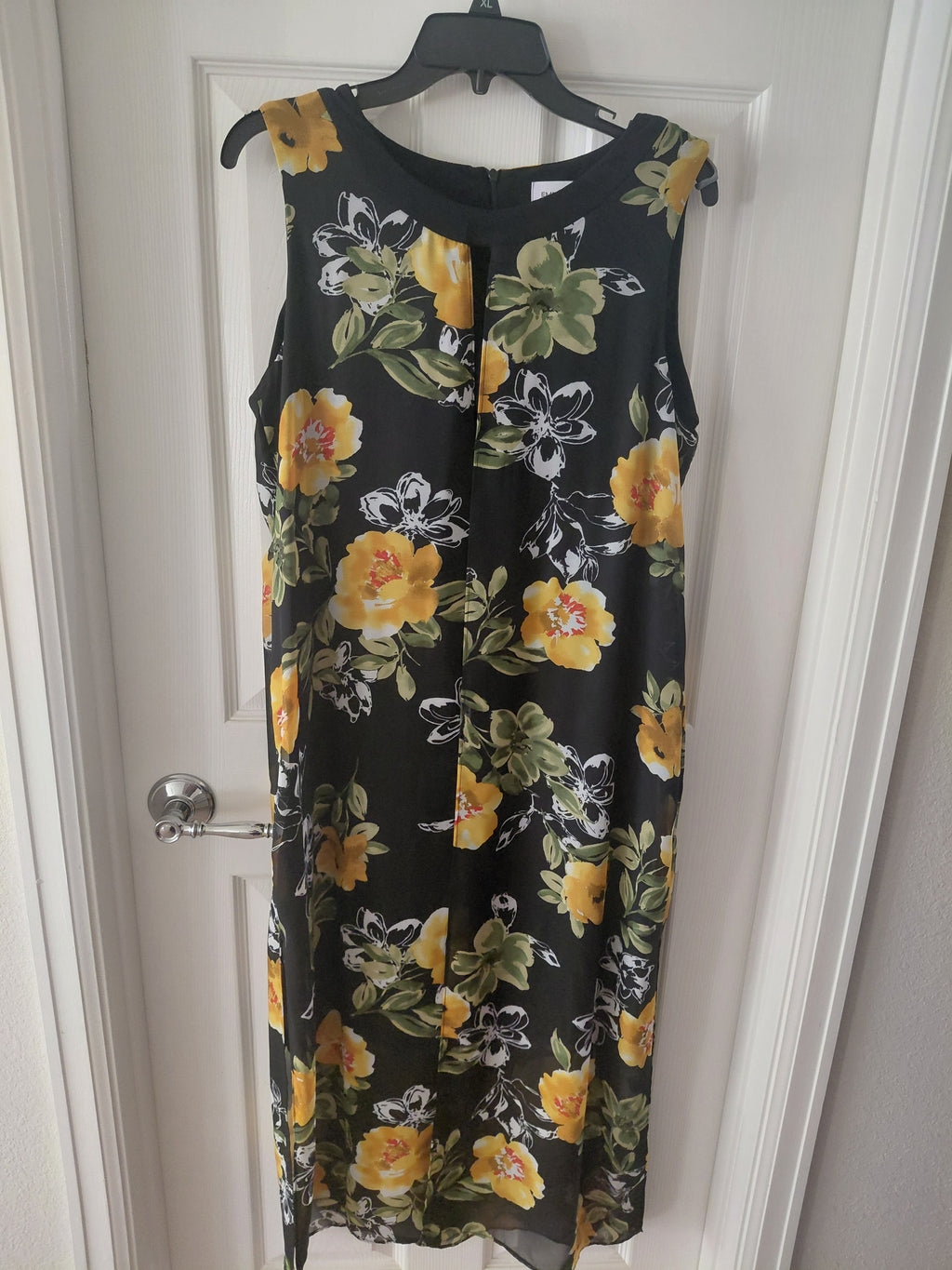 Emma & Michelle Black Floral Overlay Gown with Solid Black Dress Underneath