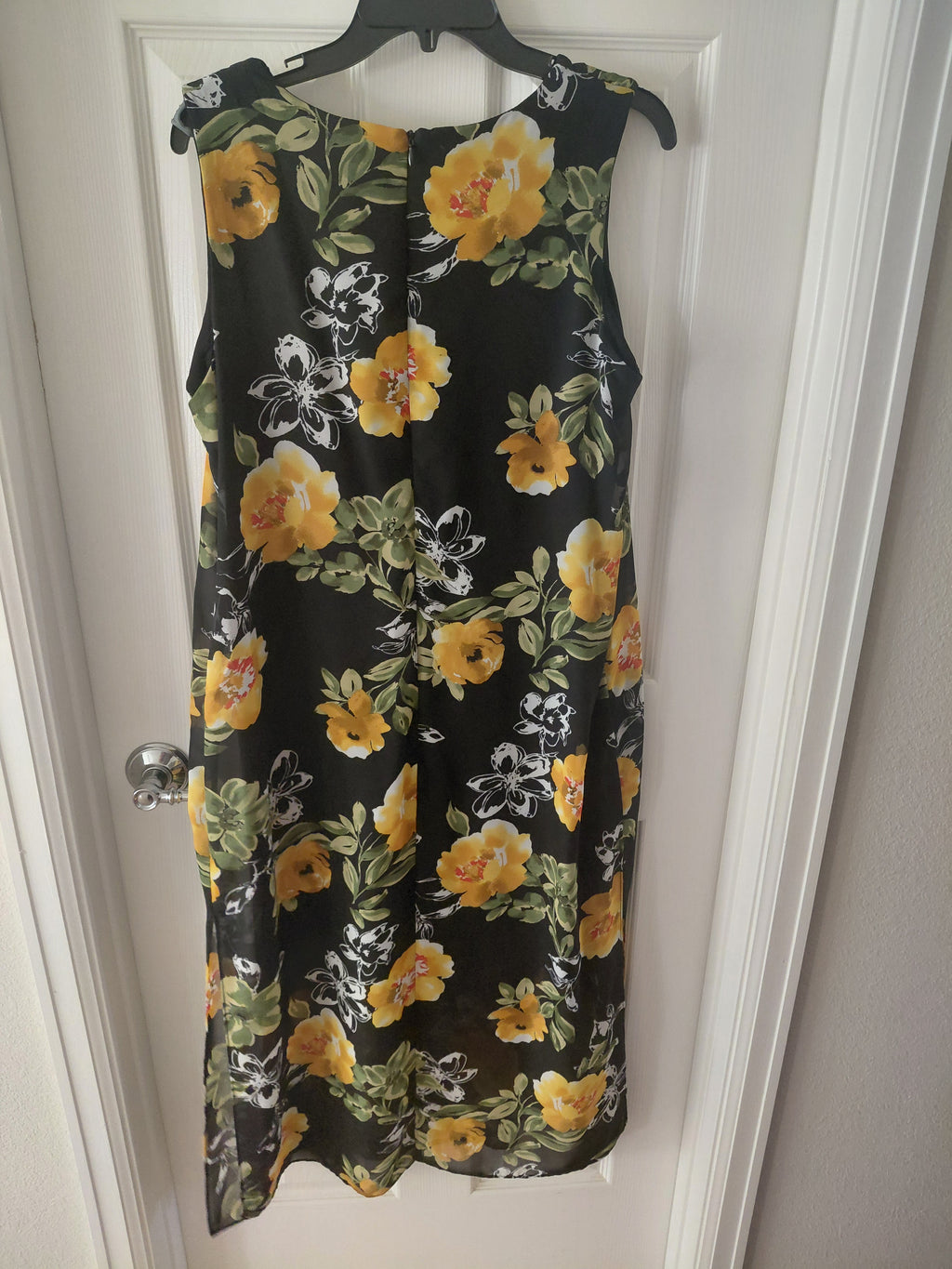 Emma & Michelle Black Floral Overlay Gown with Solid Black Dress Underneath