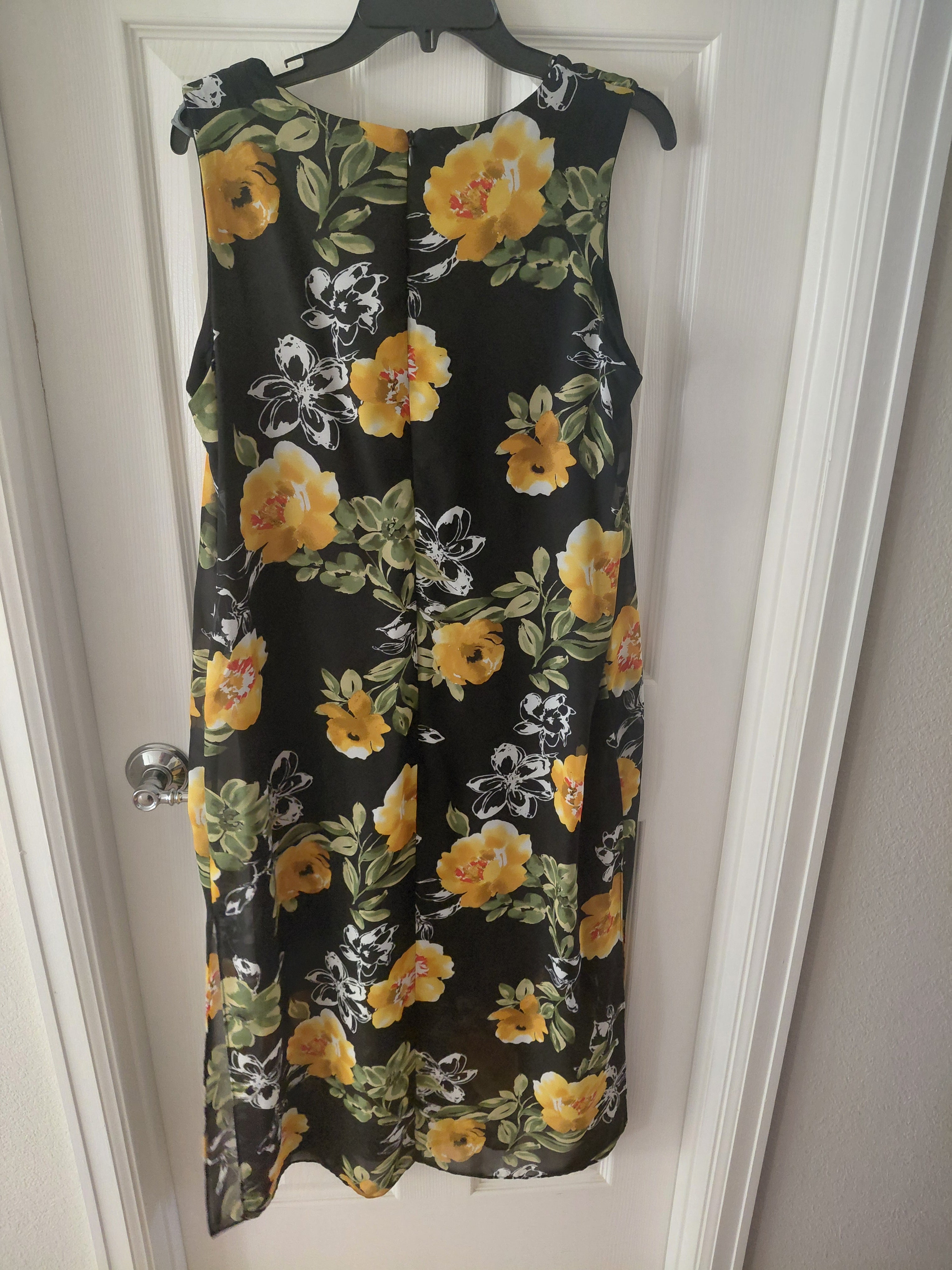 Emma & Michelle Black Floral Overlay Gown with Solid Black Dress Underneath