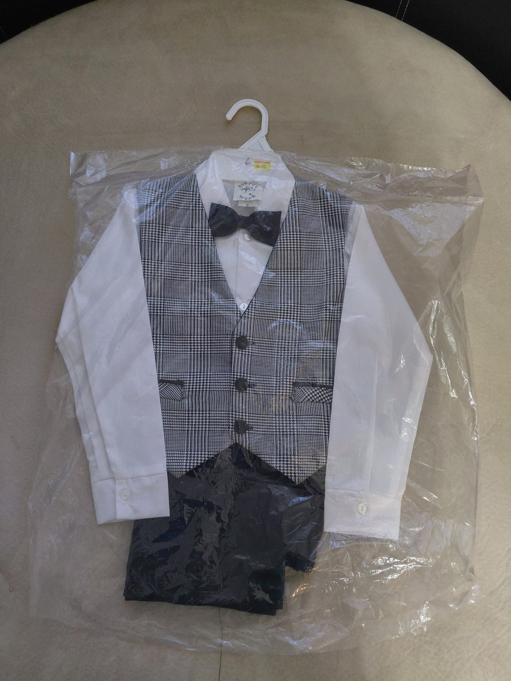 4-Piece Boys Dress Outfit | Toddler Size 3–4 Years | Charcoal Gray & White