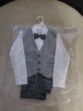 4-Piece Boys Dress Outfit | Toddler Size 3–4 Years | Charcoal Gray & White