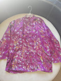 Men's Burgundy & Pink Top with Gold Multi-Color Print & Toggle Buttons-Large