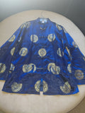Men's Blue Top with Gold Medallion Print & Rope Toggle Closure