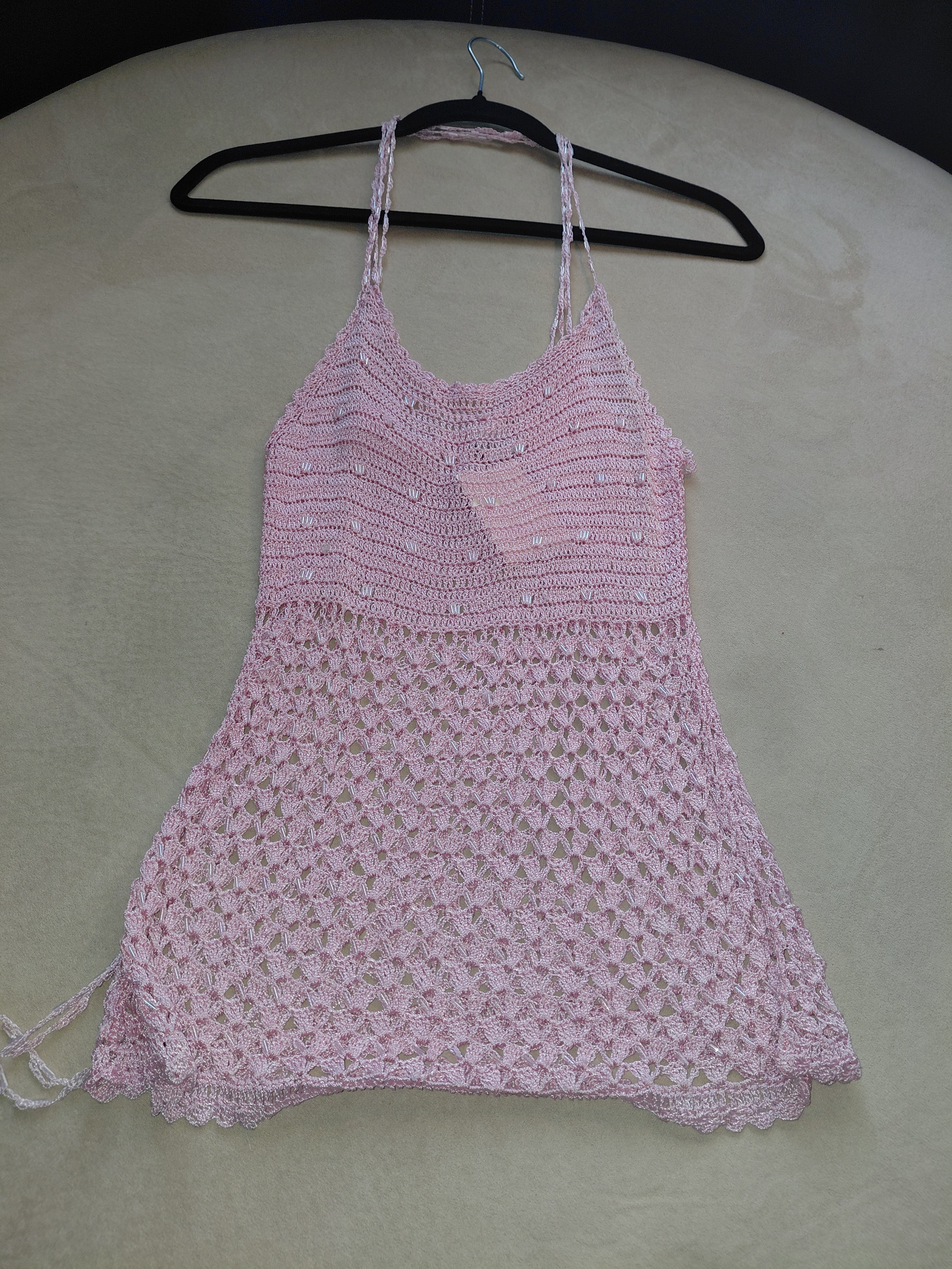 Pretty Pink Beaded Thin Strap Top