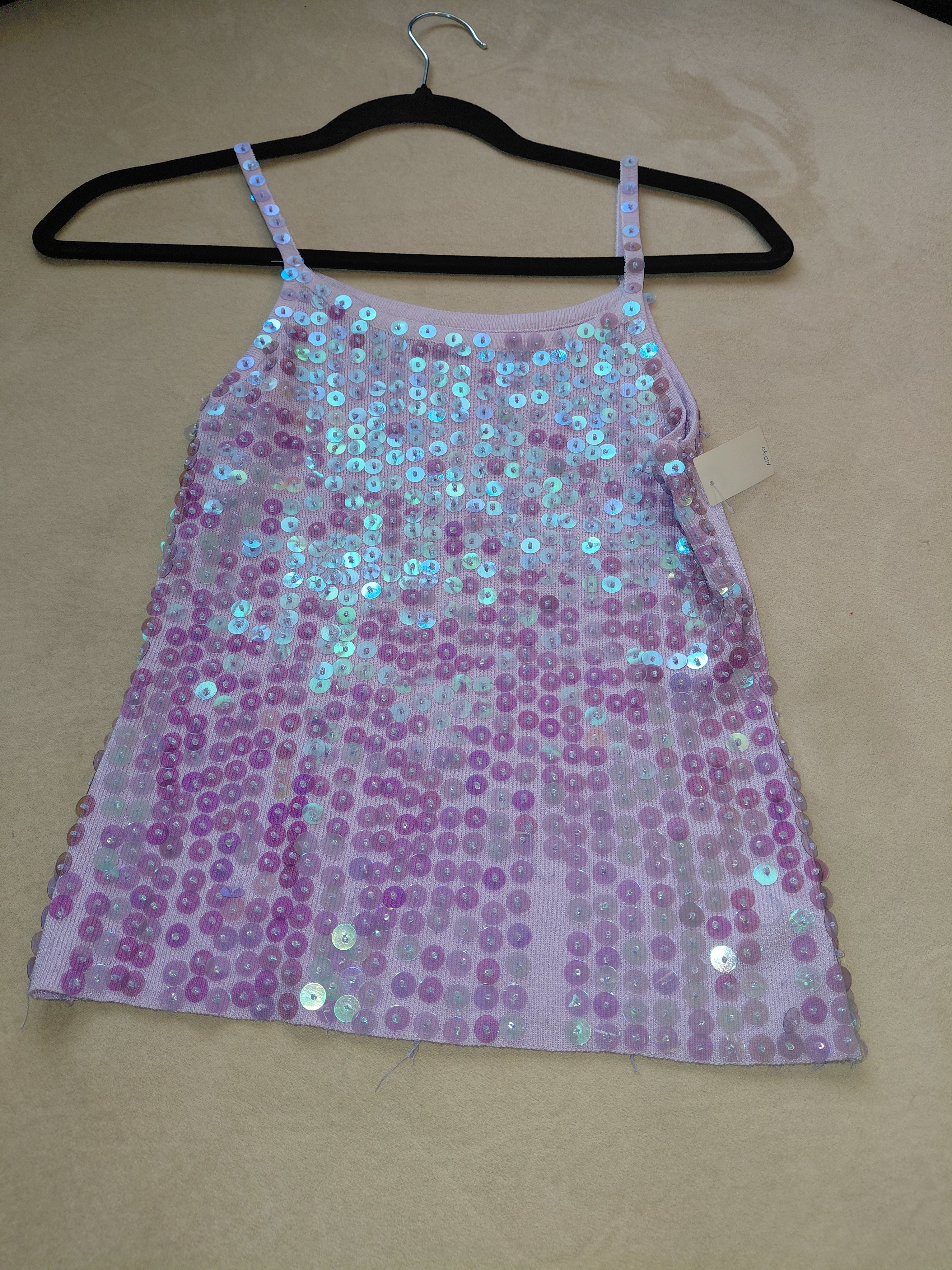 Purple Thin Strap Top with Blue & Purple Sequins S, M Size
