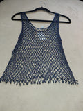 Blue Mesh Top with Dark Blue Beading