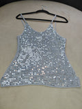 Silver Sequin Thin Strap Top