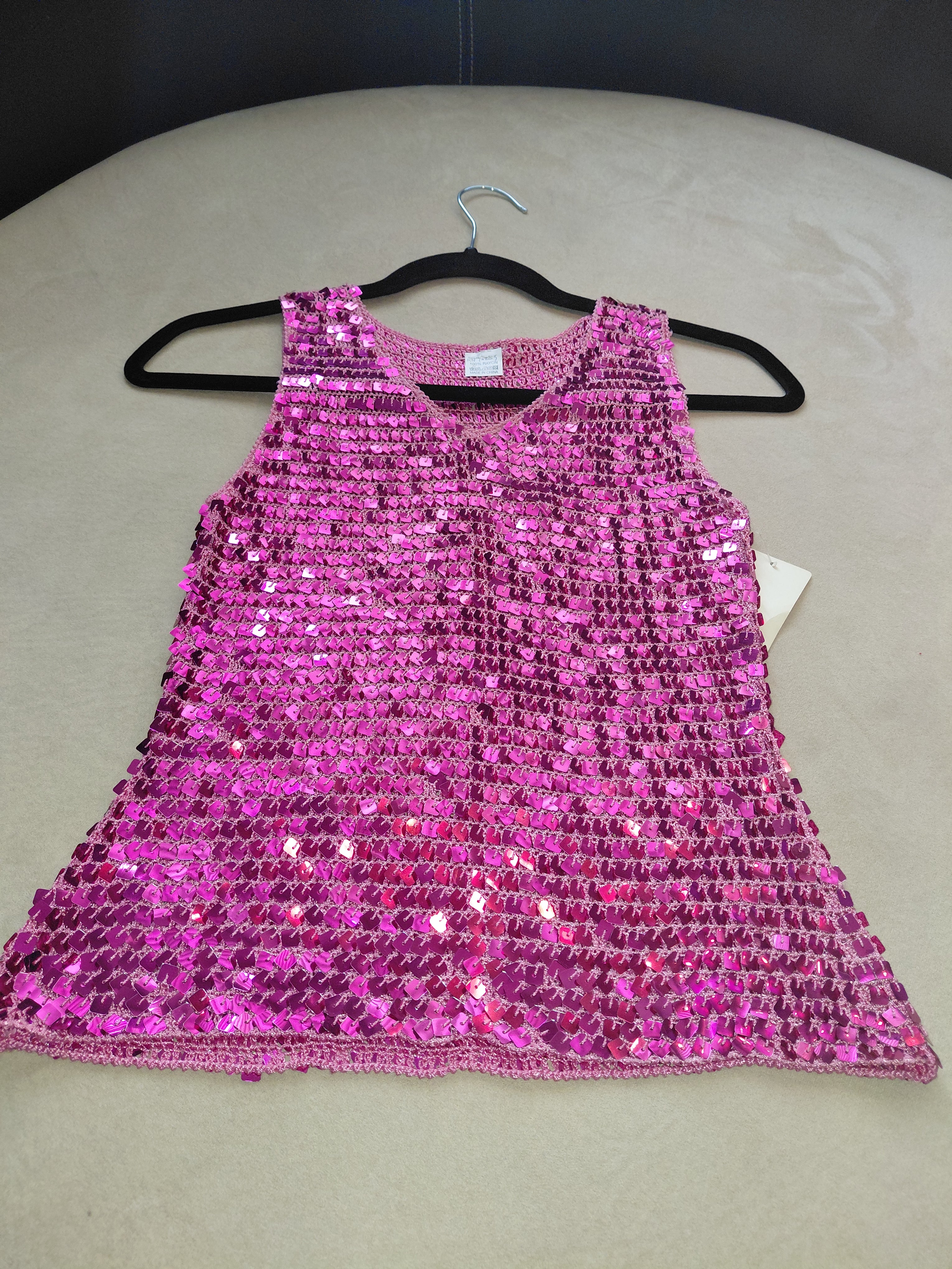 Dazzling Pink Two-Tone Sequin Top