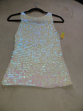 White Strap Top with Light Blue & Pink Sequins