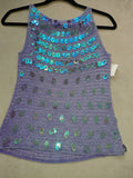 Purple Strap Top with Blue Extra Large Sequins