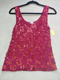 Title: Women's Sequin Strap Top – White with Pink & Pearl Sequins – Size S/M