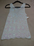White Sequin Strap Top – Pink & Pearl