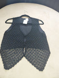 Sporty Dark Blue Mesh Front Top with White Beads    S, M Size
