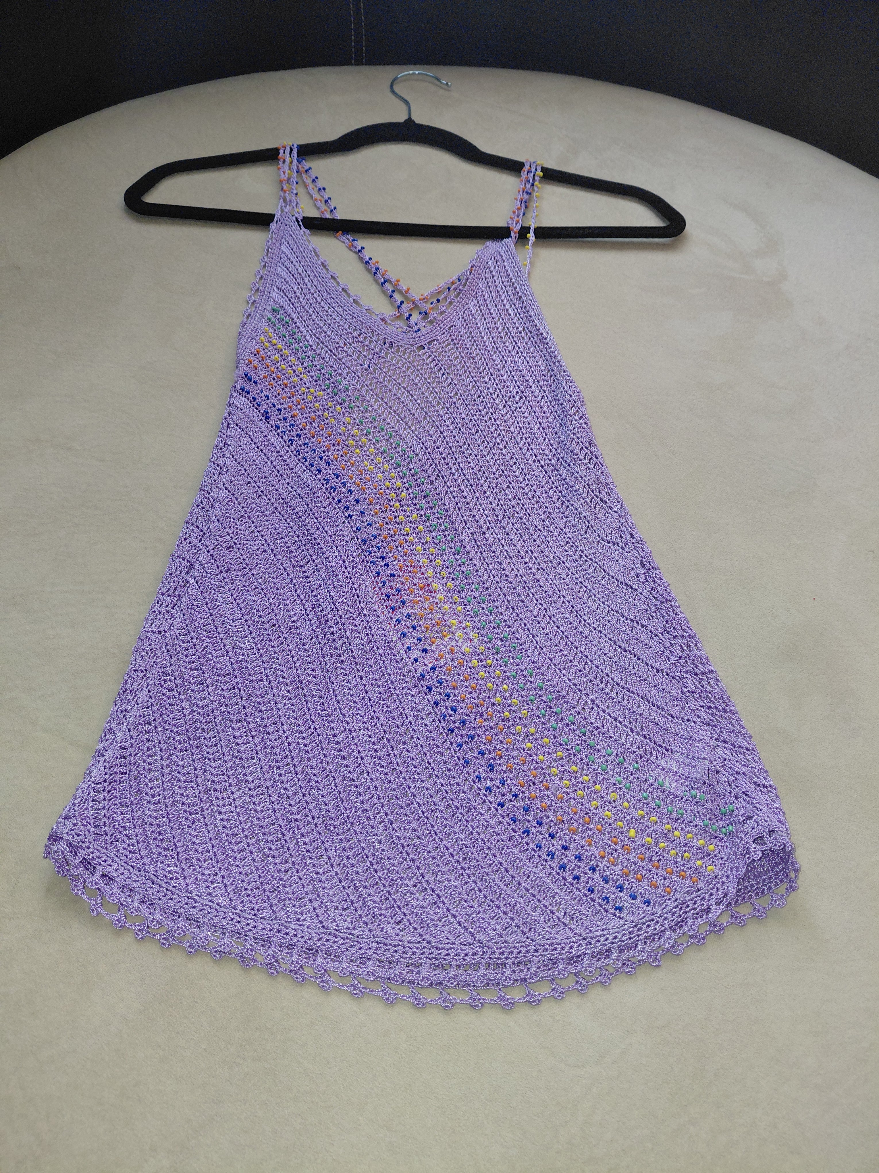 Purple Beaded Thin Strap Top – Loose & Tapered