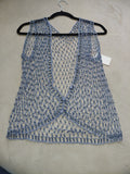 Baby Blue Super Wide Mesh Top with Blue Beads