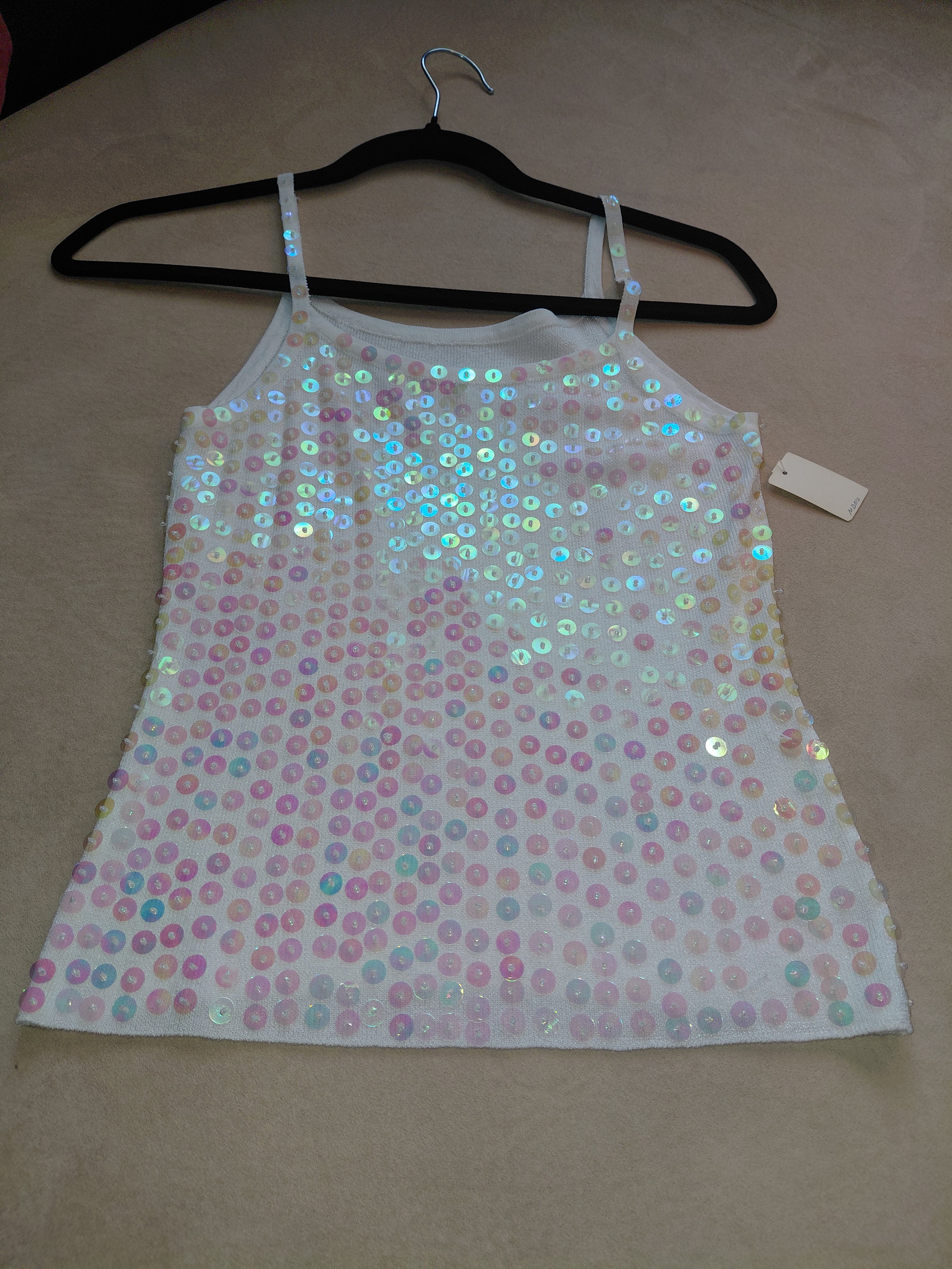 Women's Rainbow Sequin Thin Strap Top – Size S/M
