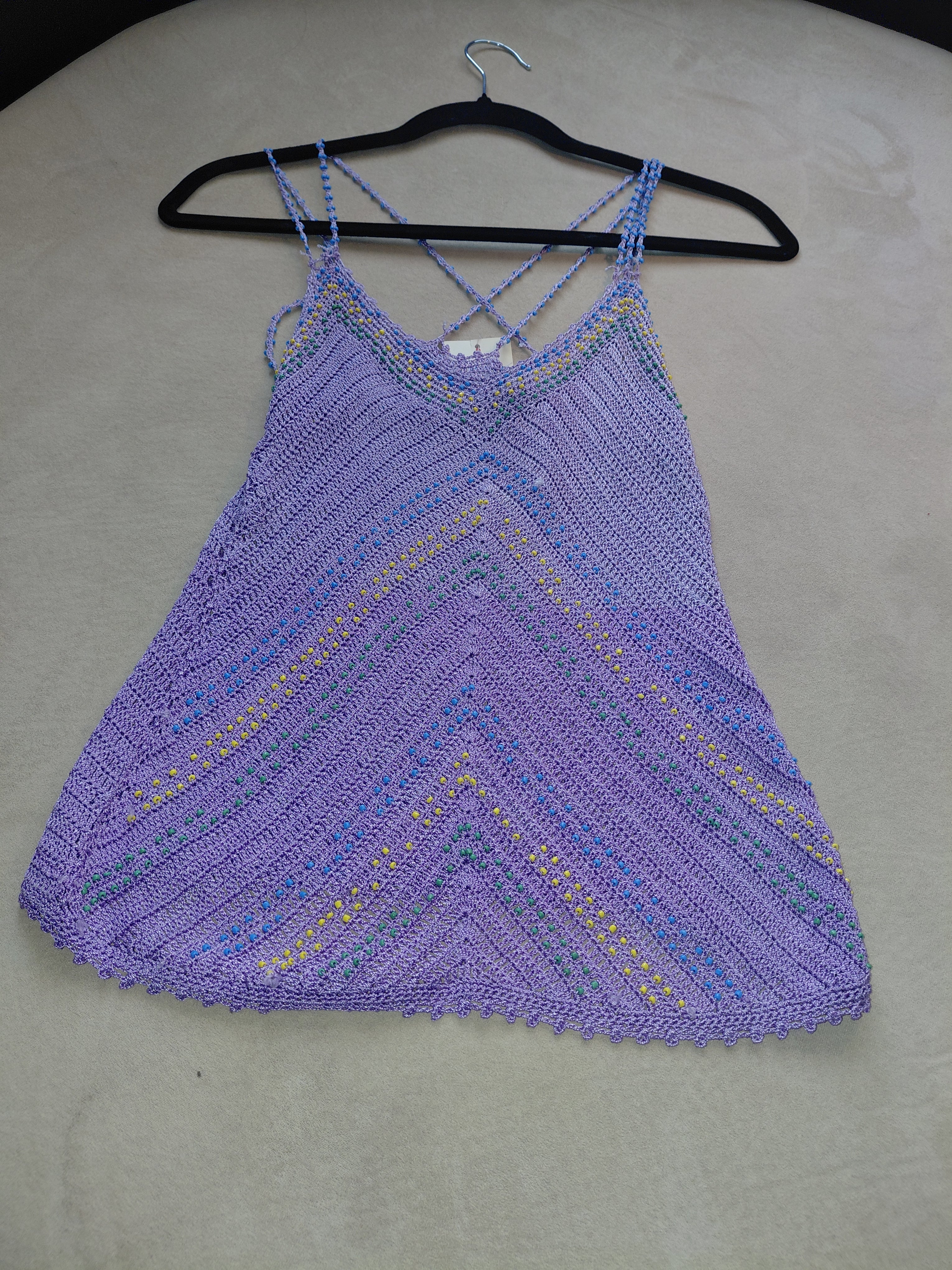 Get Your Hippie Groove On – Purple Beaded Thin Strap Top