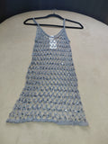 Baby Blue Mesh Extra Long Top with Beading